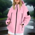 thumbnail image 2 of JGGSPWM Manteau pour Femmes Uni à Fermeture Éclair avec Poches, Imperméable d'Extérieur, Coupe-Vent Léger de Randonnée avec Capuchon, Rose, TTG, 2 of 8