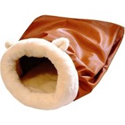Winter Warming Cat Sleeping Bag, Cozy Cave Bed for Indoor Cats, Calming Pet Nest with Adorable Ear Design, Portable Faux Leather Dog & Cat Bed (Large)