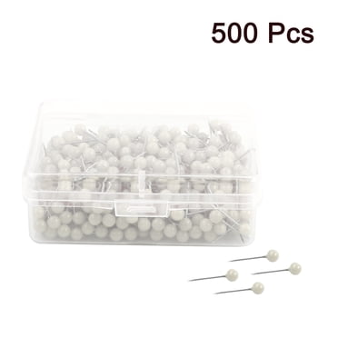 Unique Bargains 500pcs 1/8 Inch Push Pins Round Head Thumb Tacks for Home Office Cork Boards Map Note Picture Hanging White