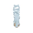 thumbnail image 2 of BLISSFUL STEP Inspired Women's Sandals Solid Color Mid Block Heels Lace up Sandals Sky Blue 7, 2 of 7