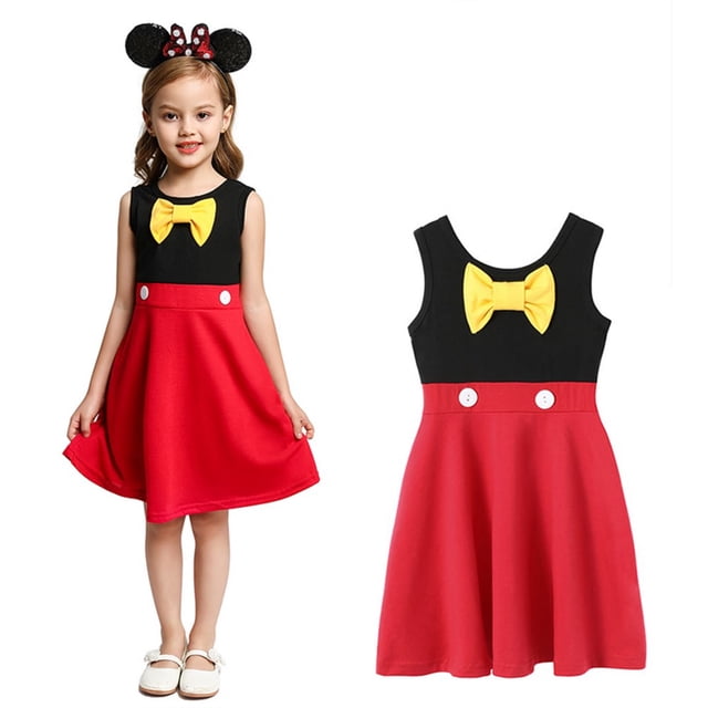HAWEE Robe d'Été pour Fille Mickey/Minnie/Belle/Snow White Costumes de Sirène Dessin Animé Jeu de Rôle Princesse Robes Tenues Vêtements