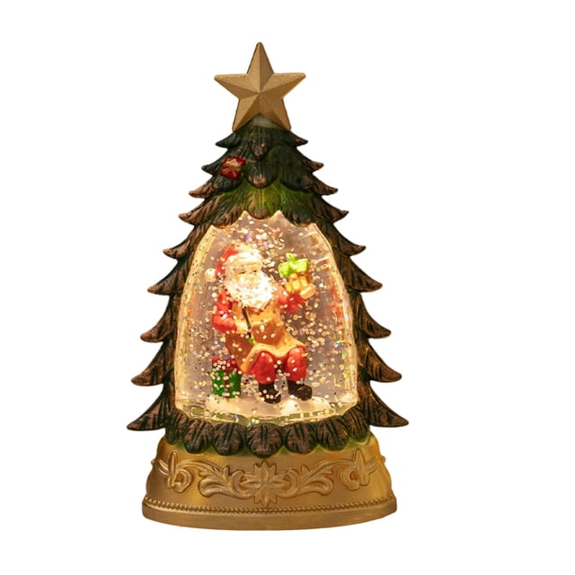 SDNall Christmas Tree Decorations, Christmas Tree Lights, Small Christmas Tree, Christmas Tree Desktop Ornaments Glowing Night Light Christmas Scene Layout Glass Cover Decoration Christmas Gift