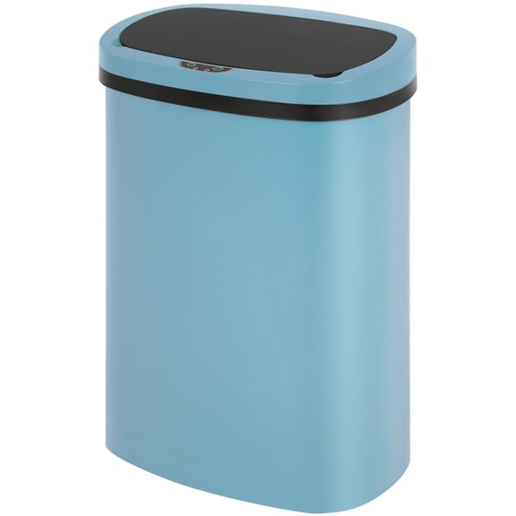 FDW 13 Gallon (50L) Automatic Touch-Free Garbage Can, Kitchen Trash Bin with Lid for Bathroom, Bedroom & Home Office Use, Plastic/Stainless Steel, Blue