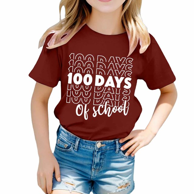 TZEWGL Chemise Décontractée pour Enfant Mignonne Imprimée Graphique Col Rond Manches Courtes Vêtements pour Filles Garçons Taille 10-11T