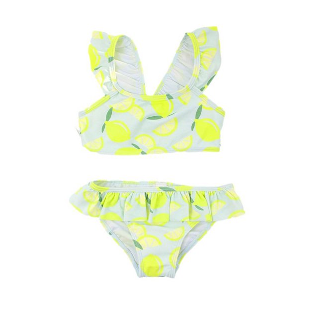 Girl Swimsuits 2 Piece Tankini Set Swimsuit Striped Ruffle Girls Bathing Suits Size 5-6 Years
