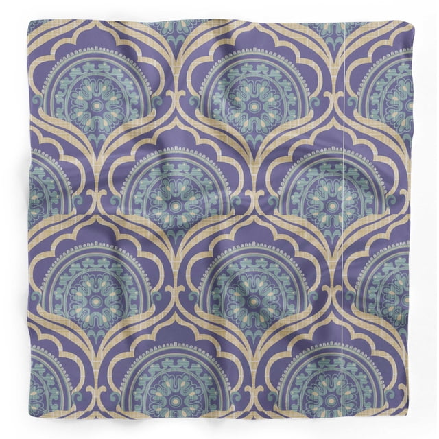 Bimba Blue Damask Geometric Pure Silk Printed Head Bandanas Summer Neck Wrap Scarf 40 x 80 Inches