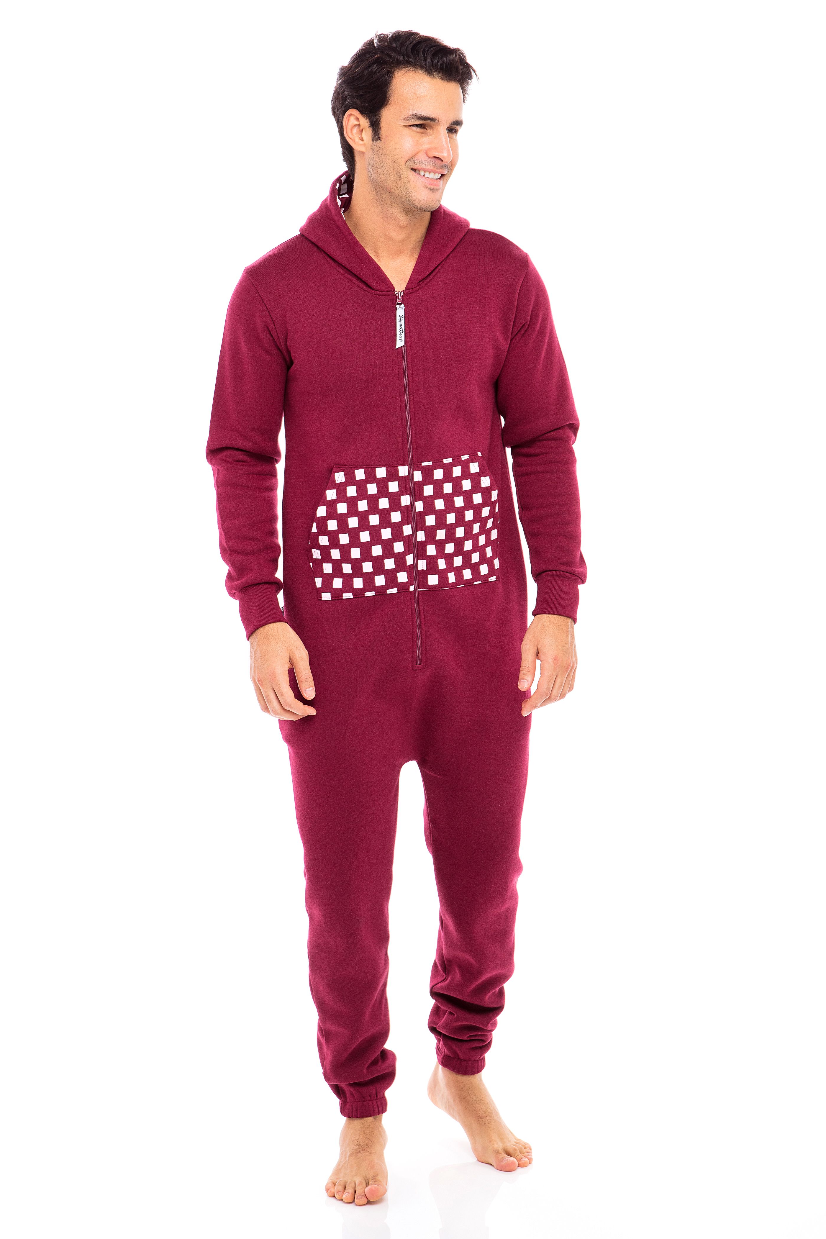 Combinaison de Pyjama Unisexe pour Hommes Adultes une Pièce Sans Pieds