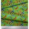 thumbnail image 3 of Soimoi Green Silk Fabric Colorful Butterfly Printed Craft Fabric by the Yard 42 Inch Wide, 3 of 5
