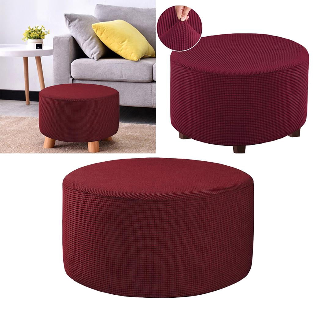 Ottoman Covers Round Footstool Protective Covers for Footstools Stretch Fabric Storage Covers Ottoman Covers, , Red 12 Red