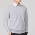 thumbnail image 2 of Xcmzpl Chandail-Robe à Col en V pour Hommes, Tricot, Manches Longues, Coupe Ajustée, Chandails Mode, Chandail à Enfiler, Chandail de Base Uni, Hauts de Chandail d'Automne, 2 of 5