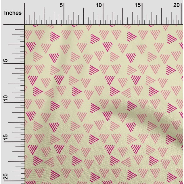 oneOone Silk Tabby Fabric Triangle Block Print Fabric By The Yard 42 Inch Wide
