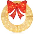 thumbnail image 2 of Costway 48 Inch Pre-Lit Christmas Wreath with 200 LED Lights Red Bow Hanging Hooks, 2 of 10