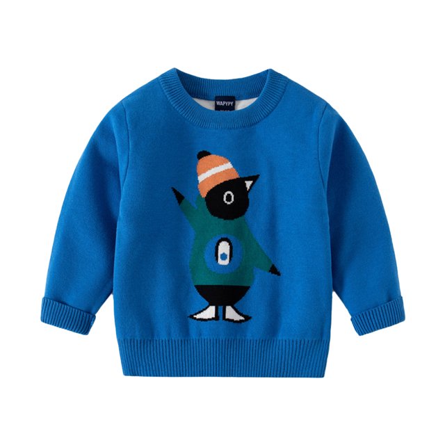 QUDDERR Chandail à Manches Longues pour Garçons Bébé Automne Hiver Motif Dessin Animé Col Rond 2-7 Ans