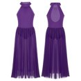 thumbnail image 1 of Alvivi Robe de Danse Ballet Col Montant pour Filles Jupe Longue de Gymnastique Moderne Violet 8, 1 of 5