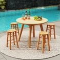 thumbnail image 2 of Gymax Tabourets de Bar d'Extérieur en Bois de 24 Pouces, Ensemble de 4, avec Siège Rond et Repose-Pieds pour Jardin, 2 of 10
