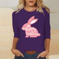 thumbnail image 2 of RKSTN Womens Tops Easter Cute Bunny Printed Loose Fit Tops Round Neck 3/4 Sleeve Spring Summer Soft Blouse Tops, 2 of 4