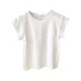 thumbnail image 1 of SUXIAN Débardeurs pour Enfants T-Shirts d'Été Manches Courtes Col Rond T-Shirt Décontracté Confortable Extensible T-Shirts Tout-Petits Enfants Tenue Quotidienne Débardeurs pour Enfants Blanc 9-10 Ans, 1 of 3