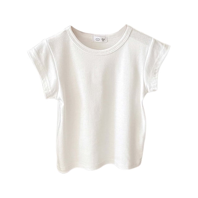 SUXIAN Débardeurs pour Enfants T-Shirts d'Été Manches Courtes Col Rond T-Shirt Décontracté Confortable Extensible T-Shirts Tout-Petits Enfants Tenue Quotidienne Débardeurs pour Enfants Blanc 9-10 Ans