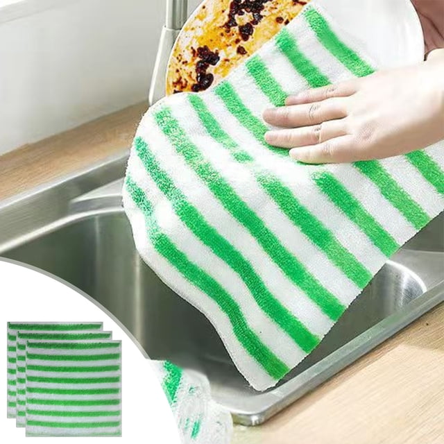 Microfiber Dishwashing Cloths 3 Pack – Ultra Absorbent Kitchen Cleaning Towels | Quick Dry Reusable Polyester | Lint-Free Non-Shedding | Multi-Purpose Household Car Wash | 9.8x9.8 Inch Green