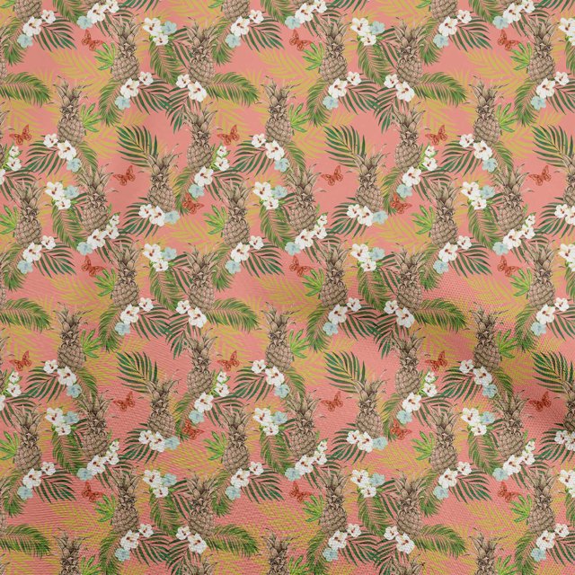 oneOone Rayon Dark Peach Orange Fabric Tropical Craft Projects Decor Fabric Printed By The Yard 56 Inch Wide