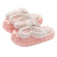 thumbnail image 1 of Womens Furry Slippers Plush Lining Cute Rabbit Removable Memory Foam Thick Bottom Soft Sole Comfortable Non-Slip Warm Winter Home Slippers Pink-02, 1 of 6