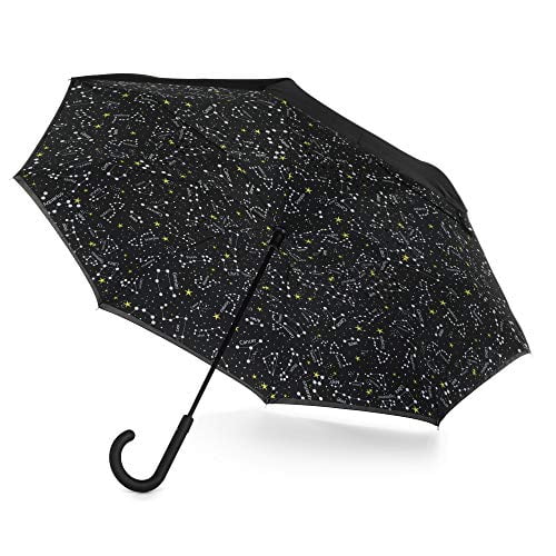 The totes InBrella Reverse Close Umbrella, Zodiac, One Size, Inbrella Reverse Auto Close Stick Umbrella With J Hook, Wind & Rainproof