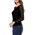 thumbnail image 4 of INSPIRE CHIC Blouse en Dentelle Transparente à Broderie Florale pour Femme à Col Rond à Manches Longues TP Noir, 4 of 7