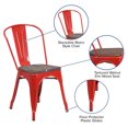 thumbnail image 2 of 4 Pk. Red Metal Stackable Chair with Wood Seat, 2 of 9
