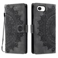 thumbnail image 2 of Flip Case for iPhone 16e , Totem Embossed Flowers Premium PU Leather Wallet Folio Cover with Card Holder Kickstand Compatible with iPhone 16e - Gray, 2 of 13