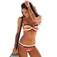 thumbnail image 1 of Ensemble Bikini Rehausseur à Rayures Boho Orange/noir/bleu Ciel/jaune/vert pour Femmes, 1 of 3
