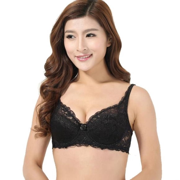 DPTALR Women Push Up Deep V Ultrathin Underwire Padded Lace Brassiere Bra BK 38B/85B