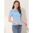 thumbnail image 3 of INSPIRE CHIC Chemise à Col Boutonné pour Femme Peter Pan m Bleu Clair, 3 of 5