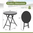 thumbnail image 3 of Costway 18" Folding Side Table Round Compact Coffee Table with Tempered Glass Tabletop Black, 3 of 10