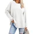 thumbnail image 1 of RXIRUCGD Sweatshirts Oversize pour Femmes 2024 Décontracté Col Rond Manches Longues Hauts Tricotés Pull, Blanc, Taille : S, 1 of 9