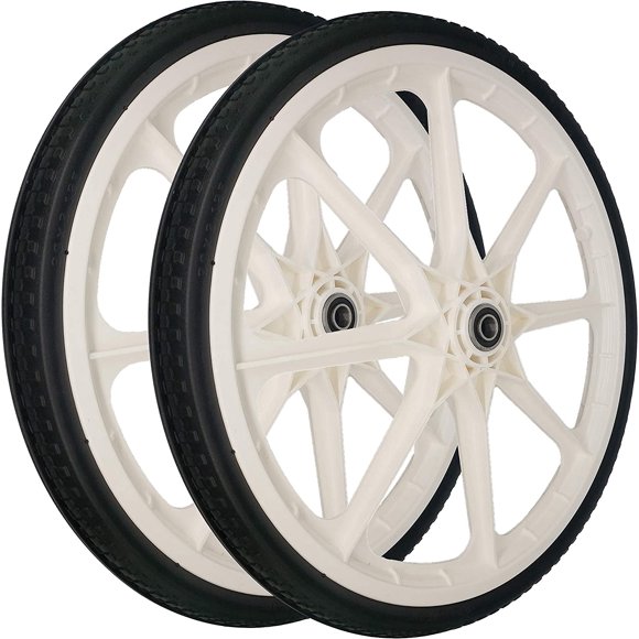 (2 Pack)SEPC 20x2.125 cart wheel, flat free polyurethane foam tyre with ABS plastic rim, Wheel diameter: 480mm, Wheel width: 44mm, Hub length: 64mm, Bearing inner diameter is 16mm