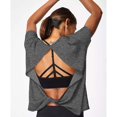 thumbnail image 3 of Womens Open Back Yoga Tops Short Sleeve Loose Fit Activewear Muscle Tops Workout, 3 of 3