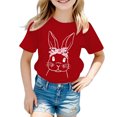 thumbnail image 2 of MIASHUI T-Shirt à Manches Courtes pour Tout-Petits Imprimé Lapin de Pâques pour Enfants, Rouge, 3-4 Ans, 2 of 3