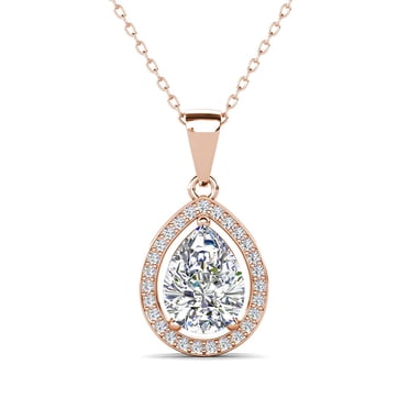 Cate & Chloe Isabel 18k Rose Gold Plated Pendant Necklace with Simulated Diamonds Gift for Women