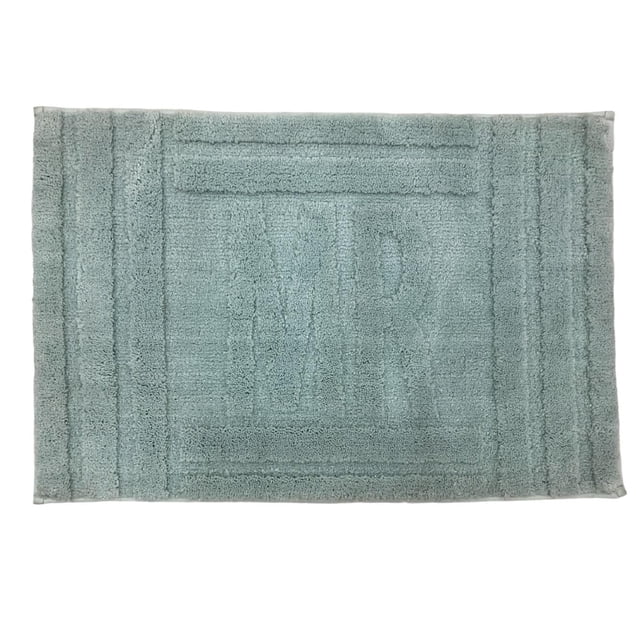 Home Decor Inc Naples Collection Tapis de Bain en Microfibre Bleu Pâle, 20 par 30 Pouces, Présentant une Forme Rectangulaire avec une Bordure Texturée, Fait de Microfibre Douce et Absorbante à Séchage Rapide et Endos Antidérapant, Convient aux Planchers de Salle de Bain Ou de Cuisine.