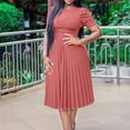 thumbnail image 2 of LOVZFMLL Robe d'Été pour Femme Grande Taille2025 Décontractée à Manches Courtes Taille Empire Coupe Ample Évasée Plissée Maxi Robe T-Shirt Rose P, 2 of 5
