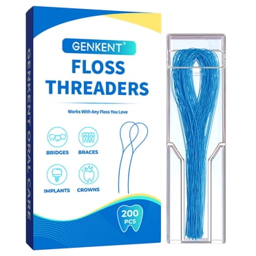 GENKENT Fils de Soie Dentaire, Fils de Soie Dentaire pour Appareils Orthodontiques, Bridges et Implants pour Oral Health, 200 Pcs, Bleu
