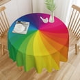 thumbnail image 2 of Rainbow Swirl Tablecloth, Colorful Twisted Spiral Rainbow Rays Print Round Table Cover for Party Kitchen Picnic Decor 60x60in, 2 of 6