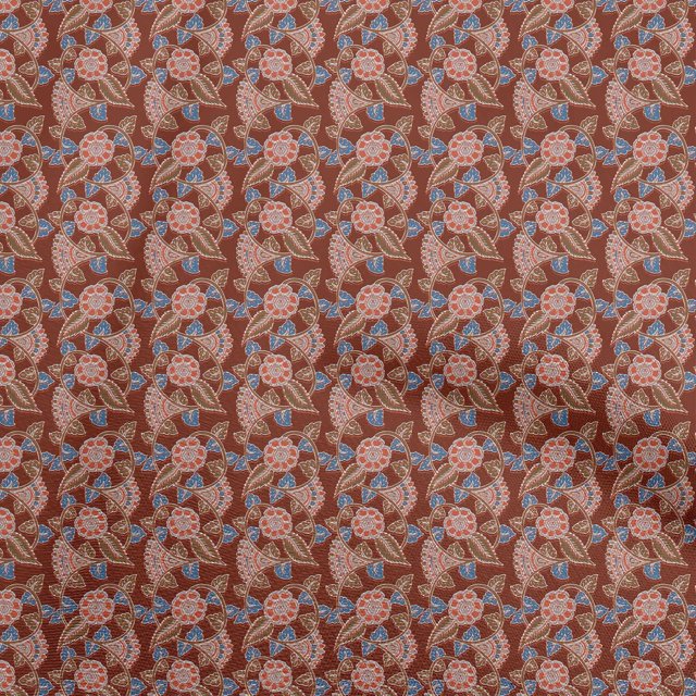 oneOone Cotton Poplin Brown Fabric Kalamkari Craft Projects Decor Fabric Printed By The Yard 56 Inch Wide
