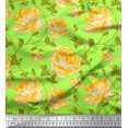 thumbnail image 1 of Soimoi Modal Satin Fabric Leaves & Rose Floral Print Fabric by the Yard 42 Inch Wide, 1 of 3
