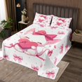thumbnail image 1 of Ensemble de Courtepointe Chat Mignon pour Enfants Garçons Filles, Couvre-Lit Animal de la Saint-Valentin, Housse de Lit Girly à Nœuds Roses et Pois, Ensemble de Literie en Polyester Doux, Couvre-Lit Matelassé Décoratif, Format Simple, 1 of 4