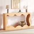 thumbnail image 2 of Space-Saving Farmhouse Console Table – 63" Narrow Wooden Sofa Table with Storage Shelf – Rustic Entryway or Living Room Accent – Durable Engineered Wood – Wood Color, 2 of 7