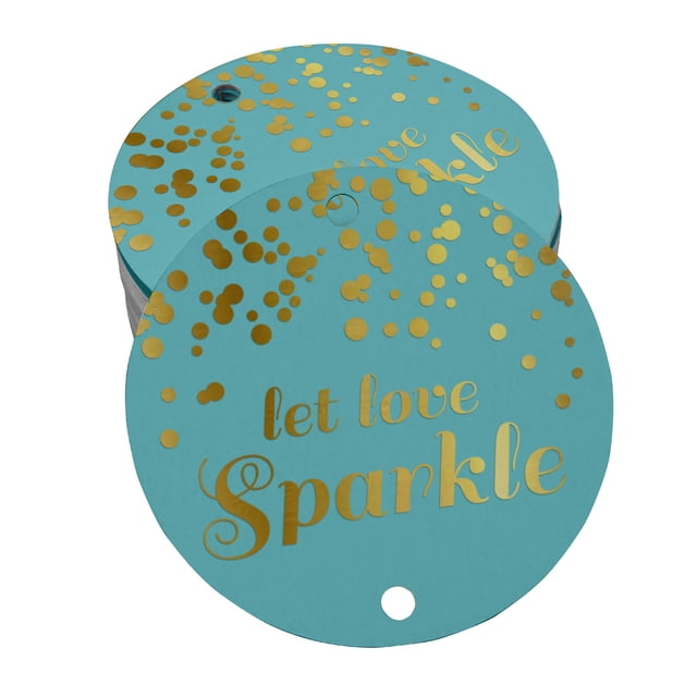 Inkdotpot Real Gold Foil Let Love Sparkle Wedding Tags Favor Hang Paper Tags 50 Pieces