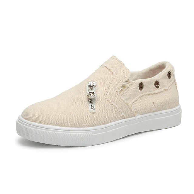 Chaussures en Toile pour Femmes Chaussures de Sport Plates Chaussures Décontractées à Fermeture Éclair Chaussures en Toile