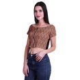 thumbnail image 3 of Moomaya Printed Boat Neck Womens Sexy Summer Tops Zip Front Viscose Crop Top, 3 of 4