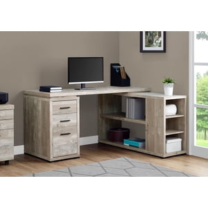 Monarch Specialties Bureau d'ordinateur, Bureau à la maison, Coin, Gauche, Installation droite, Tiroirs de rangement, Forme L, Travail, Ordinateur portable, Stratifié, Beige, Contemporain, Moderne